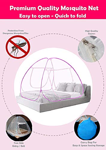 Heart Home Polyester Foldable Mosquito Net Tent,Single Bed, 6.5 Ft X 4 Ft (Pink), King (F_26_HEARTH016877)(FROM INDIA)NUZ - View 2 of 6