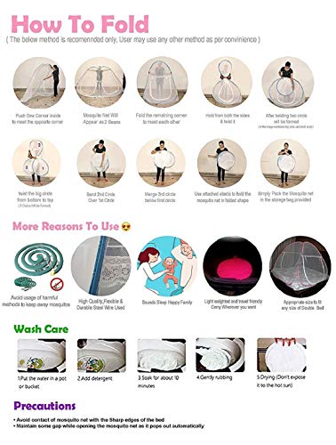 Heart Home Polyester Foldable Mosquito Net Tent,Single Bed, 6.5 Ft X 4 Ft (Pink), King (F_26_HEARTH016877)(FROM INDIA)NUZ - View 3 of 6