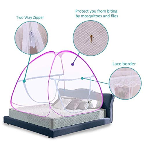 Heart Home Polyester Foldable Mosquito Net Tent,Single Bed, 6.5 Ft X 4 Ft (Pink), King (F_26_HEARTH016877)(FROM INDIA)NUZ - View 4 of 6