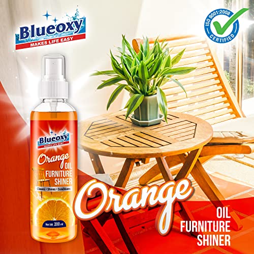 BLUEOXY Orange Oil Furniture Shiner |Furniture Cleaner |Conditioner |Natural Furniture Care Product |Wood Restorer Shiner| Enhance the Natural Grain of the Wooden Furniture| RTU Spray| 200 ML| QTY 1 (FROM INDIA) NUSS - View 2 of 6