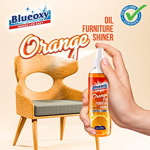 BLUEOXY Orange Oil Furniture Shiner |Furniture Cleaner |Conditioner |Natural Furniture Care Product |Wood Restorer Shiner| Enhance the Natural Grain of the Wooden Furniture| RTU Spray| 200 ML| QTY 1 (FROM INDIA) NUSS - View 3 of 6
