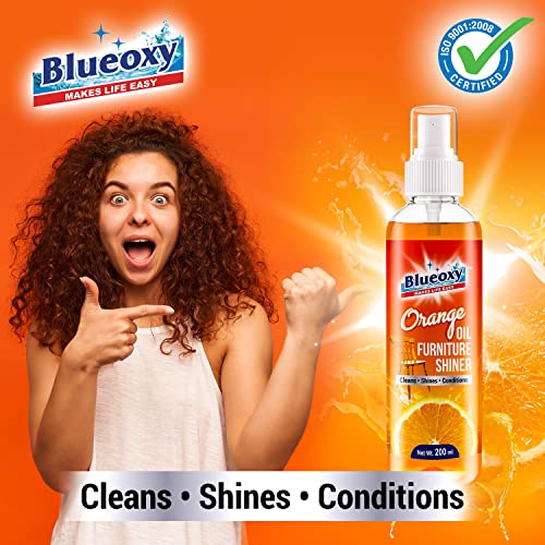 BLUEOXY Orange Oil Furniture Shiner |Furniture Cleaner |Conditioner |Natural Furniture Care Product |Wood Restorer Shiner| Enhance the Natural Grain of the Wooden Furniture| RTU Spray| 200 ML| QTY 1 (FROM INDIA) NUSS - View 5 of 6
