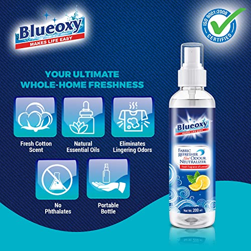 BLUEOXY Fabric Refresher &amp; Odour Neutralizer | Upholstery Freshener | Fabric Odour Remover | Cloth Disinfectant &amp; Refreshing Spray | Upholstery Odour Remover | Ecological Formulation | 200 ML | QTY 1 - View 5 of 6
