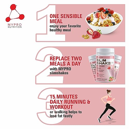Mypro Sport Nutrition Slim Shake Protein Powder-Meal Replacement Shake For Weight Control &amp; Management-Sugar Free,(11 g Protien 113.60 kcal calories) (Strawberry Milk Shake, 500 g (Pack of 1)) (FROM INDIA)SAB - View 3 of 5