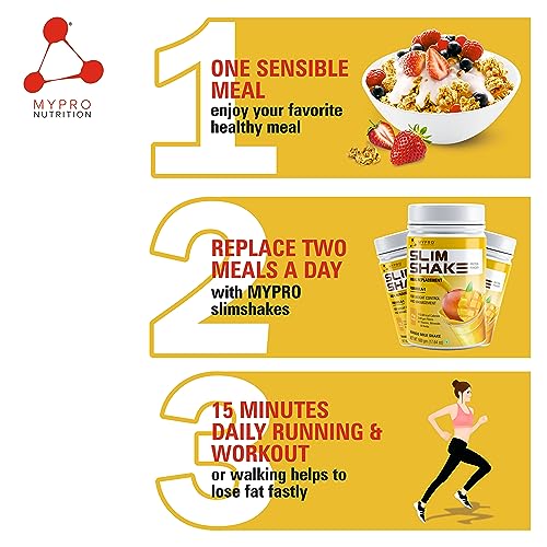 Mypro Sport Nutrition Slim Shake Protein Powder-Meal Replacement Shake For Weight Control &amp; Management-Sugar Free,(11 g Protien 113.60 kcal calories) (Mango Milk Shake, 500 g (Pack of 1)) (FROM INDIA)SAB - View 3 of 5