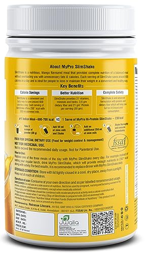 Mypro Sport Nutrition Slim Shake Protein Powder-Meal Replacement Shake For Weight Control &amp; Management-Sugar Free,(11 g Protien 113.60 kcal calories) (Mango Milk Shake, 500 g (Pack of 1)) (FROM INDIA)SAB - View 5 of 5
