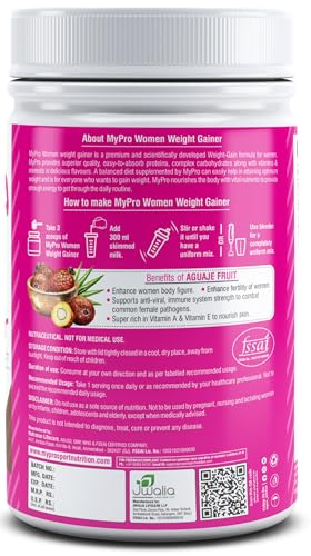 Mypro Sport Nutrition High Protein Women Weight Gainer For Increase Muscle With Full Power With (24 Vital Nutrients,3 Best Qaulity Protien) For Women (Chocolate - 500Gm) (FROM INDIA)SAB - View 6 of 6