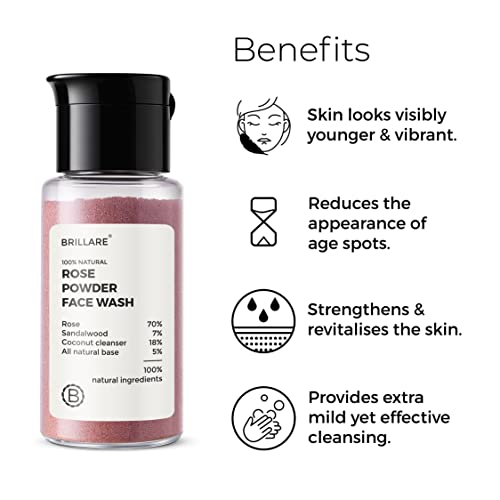 Brillare Rose Face Wash, Anti Ageing Skin, Sandalwood &amp; Coconut Face Wash for Hydration, Reduce Wrinkles &amp; Provides Supple Look, 100% Natural Powder Face Wash, 15g(FROM INDIA)JEZ - View 3 of 6