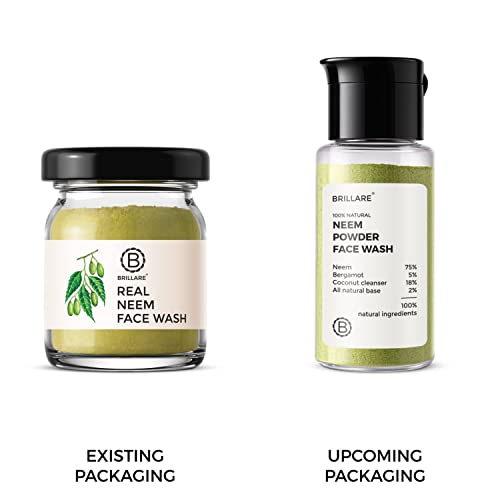 Brillare Neem Face Wash for Acne &amp; Pimples, with Bergamot for Clear Skin, 100% Natural Powder Facewash for Acne Prone Skin, Pimples &amp; Blemishes, 15g - View 3 of 6