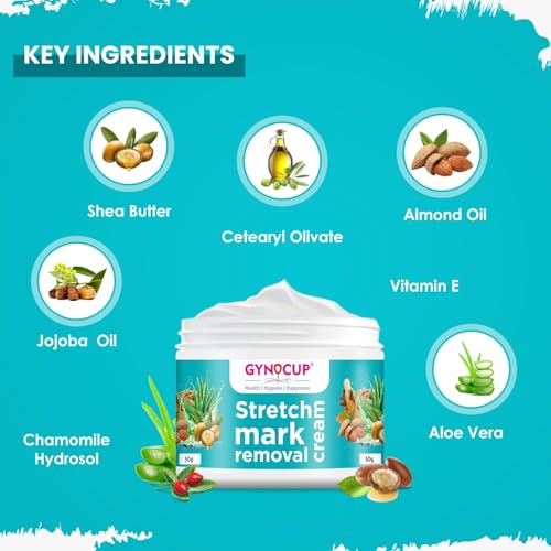 Gynocup Stretch Marks Removal Cream for Pregnancy with the Goodness of Shea Butter, Coco Caprylate, Glycerine and Aloe Vera, Harsingar Oil &amp; Vitamin E (50 G) (Stretch Marks Removal Cream 50G) Pack of 1 (FROM INDIA)SAB - View 2 of 6