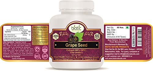 Biotic Natural Grape Seed Extract - Grapeseed Capsule - 60 Veg Capsules - View 2 of 7