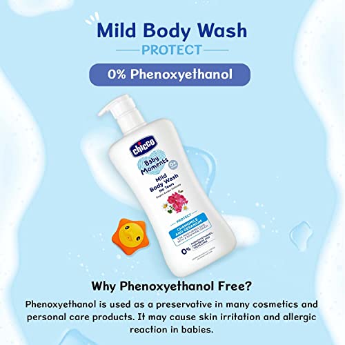 Chicco Baby Moments Mild Body Wash - Protect, 200ml |With Chamomile &amp; Geranium|No Tears Formula with Natural Ingredients for Moisturized Skin|Phenoxyethanol, Parabens &amp; Lauryl sulphates free (FROM INDIA)SAB - View 4 of 6