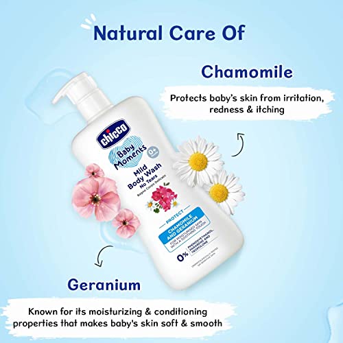 Chicco Baby Moments Mild Body Wash - Protect, 200ml |With Chamomile &amp; Geranium|No Tears Formula with Natural Ingredients for Moisturized Skin|Phenoxyethanol, Parabens &amp; Lauryl sulphates free (FROM INDIA)SAB - View 5 of 6