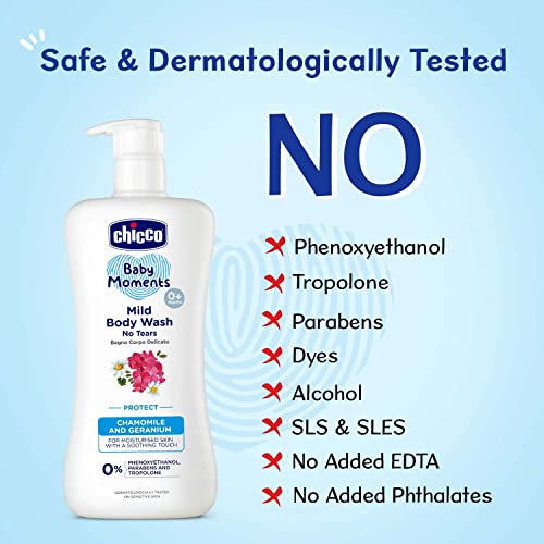 Chicco Baby Moments Mild Body Wash - Protect, 200ml |With Chamomile &amp; Geranium|No Tears Formula with Natural Ingredients for Moisturized Skin|Phenoxyethanol, Parabens &amp; Lauryl sulphates free (FROM INDIA)SAB - View 6 of 6