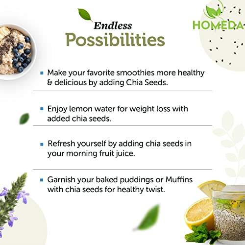 Homeda Organic Chia Seeds for Weight Loss - 200 gm | Premium, Raw, Unroasted Rich in Fiber | (Chai, Chia, Chiya, Chea, Sia, Chiya, Cheya, Sia, Cheea, Cheeya) (FROM INDIA) NUSS - View 4 of 7