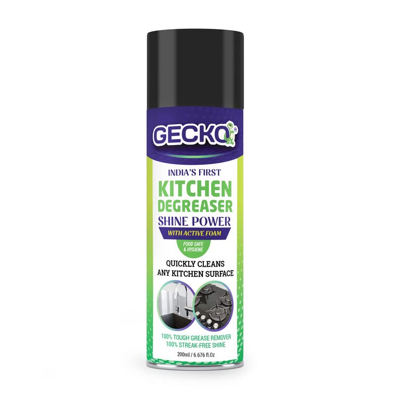 Shadow Securitronics Gecko Kitchen Cleaner Foam Spray For Oil &amp; Grease Stain Remover,Cleaning Spray For Chimney,Sink,Gas Stove,Grill,Dirt,Fan,Kitchen Surface Cleaner-Degreaser Non-Flammable,200 Ml (FROM INDIA) NUSS - View 2 of 6