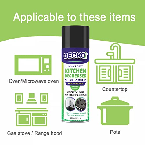 Shadow Securitronics Gecko Kitchen Cleaner Foam Spray For Oil &amp; Grease Stain Remover,Cleaning Spray For Chimney,Sink,Gas Stove,Grill,Dirt,Fan,Kitchen Surface Cleaner-Degreaser Non-Flammable,200 Ml (FROM INDIA) NUSS - View 5 of 6