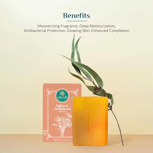 Ashpveda Ayurvedic Handmade Sandalwood &amp; Saffron Bathing Soap Bar | Scented Soap For Glowing, Smooth &amp; Moisturizing Skin (100 gm)(FROM INDIA)JEZ - View 4 of 7