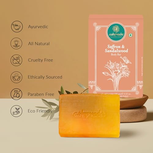 Ashpveda Ayurvedic Handmade Sandalwood &amp; Saffron Bathing Soap Bar | Scented Soap For Glowing, Smooth &amp; Moisturizing Skin (100 gm)(FROM INDIA)JEZ - View 6 of 7