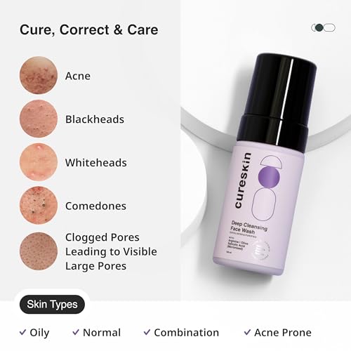 Cureskin Deep Cleanse Salicylic Acid Face Wash for Oily Skin | Salicylic Acid Foaming Face Wash for Men and Women, 100 ml(FROM INDIA)JEZ - View 5 of 7