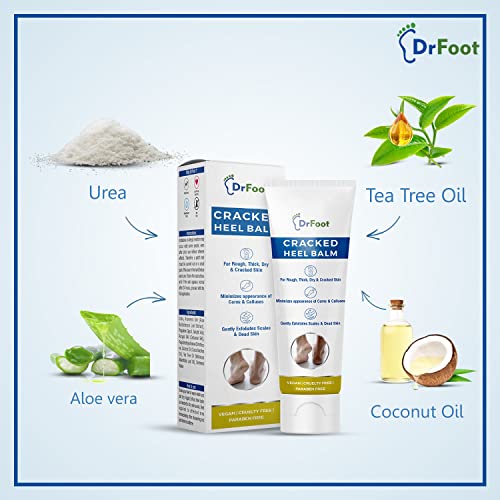 Dr Foot Cracked Heel Balm with Urea, Aloe Vera Gel &amp; Tea Tree Oil for Rough, Thick, Dry, Cracked Skin | Cure and Moisturizes for Healthy Feet – 50gm (FROM INDIA)SAB - View 4 of 7