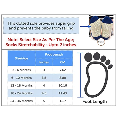FOOTPRINTS Organic Cotton Anti-Skid Socks | Pack of 6 (FROM INDIA) NUSS - View 6 of 9