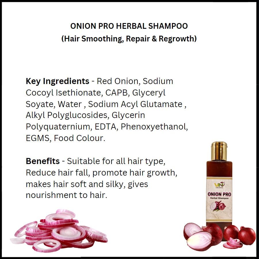 Vivid Naturally Onion Pro Herbal Shampoo - Promotes Hair Growth &amp; Controls Hair Fall | Anti Dandruff Formula - 220ml | Sulphate Free, Paraben Free(FROM INDIA)JEZ - View 3 of 5