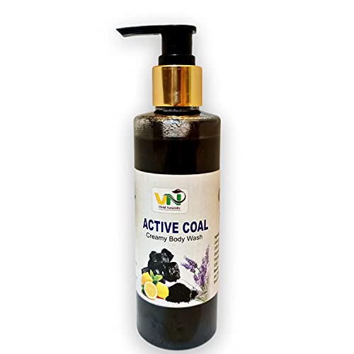 Vivid Naturally Handmade Active Coal Creamy Body Wash - Deep Cleansing, Sun Tan Removal, Brightening, Smooth &amp; Soft Skin | Activated Charcoal, Lemon Oil, Lavender Oil - 220ml(FROM INDIA)JEZ - View 2 of 5