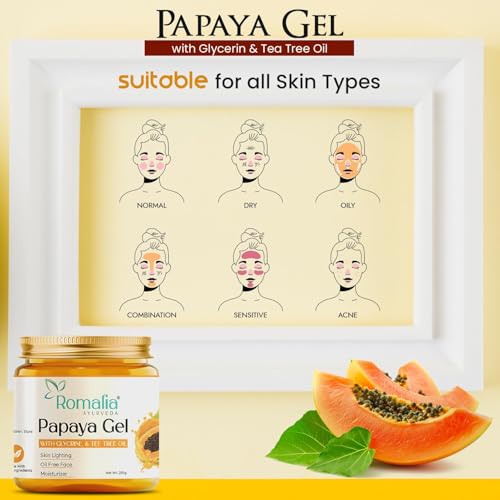 Romalia Ayurveda® Papaya Extract Gel for Skin Pigmentation with Aloe Vera, Neem, Glycerine, and Vitamin E - 200g, Anti-Aging, Moisturizing, Skin Brightening. - View 4 of 6