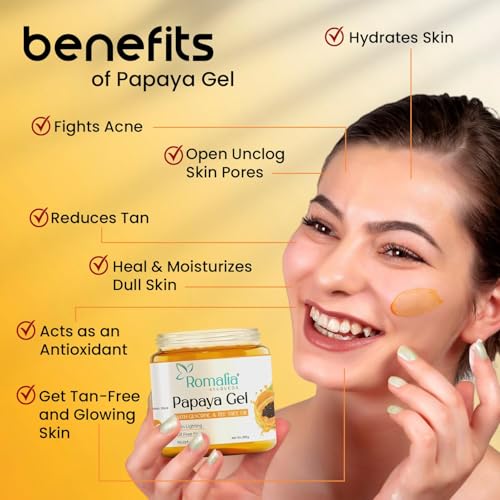 Romalia Ayurveda® Papaya Extract Gel for Skin Pigmentation with Aloe Vera, Neem, Glycerine, and Vitamin E - 200g, Anti-Aging, Moisturizing, Skin Brightening. - View 5 of 6