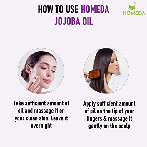 Homeda Cold Pressed Jojoba Oil for Hair Growth, Face Glow, Skin (200 ml) 100% Pure, Organic, Virgin &amp; Unrefined (FROM INDIA) NUSS - View 2 of 6