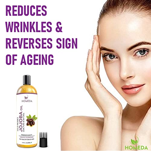 Homeda Cold Pressed Jojoba Oil for Hair Growth, Face Glow, Skin (200 ml) 100% Pure, Organic, Virgin &amp; Unrefined (FROM INDIA) NUSS - View 5 of 6