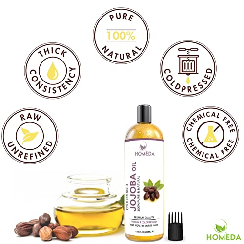 Homeda Cold Pressed Jojoba Oil for Hair Growth, Face Glow, Skin (200 ml) 100% Pure, Organic, Virgin &amp; Unrefined (FROM INDIA) NUSS - View 6 of 6