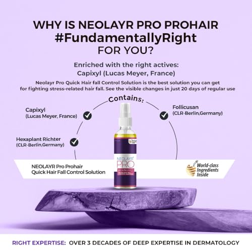 NEOLAYR PRO PROHAIR QUICK HAIR FALL CONTROL SOLUTION 40 ML I Reduces stress-related hair fall and offers visible reduction in just 20 days (FROM INDIA)SAB - View 4 of 7