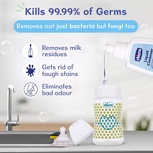 Chicco Liquid Cleanser, 200ml | Wash for Feeding Bottle, Accessories, Fruits &amp; Vegetables | 100% Food Grade &amp; Natural Ingredients | Kills 99.99% Bacteria &amp; Fungi | Baby Safe, Dermatologically Tested (FROM INDIA)SAB - View 4 of 6