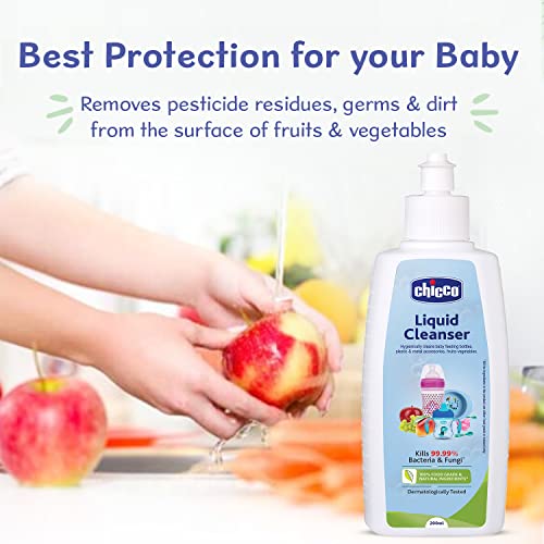 Chicco Liquid Cleanser, 200ml | Wash for Feeding Bottle, Accessories, Fruits &amp; Vegetables | 100% Food Grade &amp; Natural Ingredients | Kills 99.99% Bacteria &amp; Fungi | Baby Safe, Dermatologically Tested (FROM INDIA)SAB - View 6 of 6