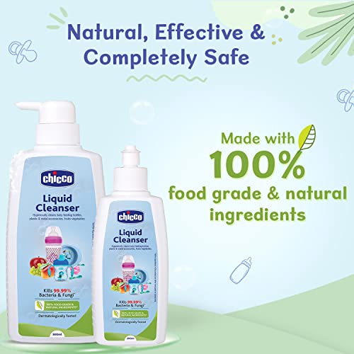 Chicco Liquid Cleanser, 500ml | Wash for Feeding Bottle, Accessories, Fruits &amp; Vegetables | 100% Food Grade &amp; Natural Ingredients | Kills 99.99% Bacteria &amp; Fungi | Baby Safe, Dermatologically tested (FROM INDIA)SAB - View 3 of 6