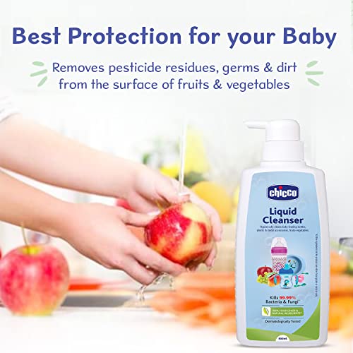 Chicco Liquid Cleanser, 500ml | Wash for Feeding Bottle, Accessories, Fruits &amp; Vegetables | 100% Food Grade &amp; Natural Ingredients | Kills 99.99% Bacteria &amp; Fungi | Baby Safe, Dermatologically tested (FROM INDIA)SAB - View 6 of 6