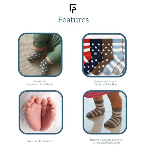 FOOTPRINTS Organic cotton Kids Socks - Pack of 6 Pairs - Star Stripe (FROM INDIA) NUSS - View 6 of 7