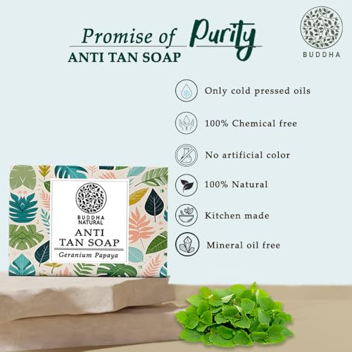 Buddha Natural Tan Removal Natural Soap - 100% Ayush Certified - Cold Pressed Handmade Luxury Butter Soap - Reduce Sun Tanning, DeTan Face &amp; Body - 100 Gms (FROM INDIA)SAB - View 4 of 6