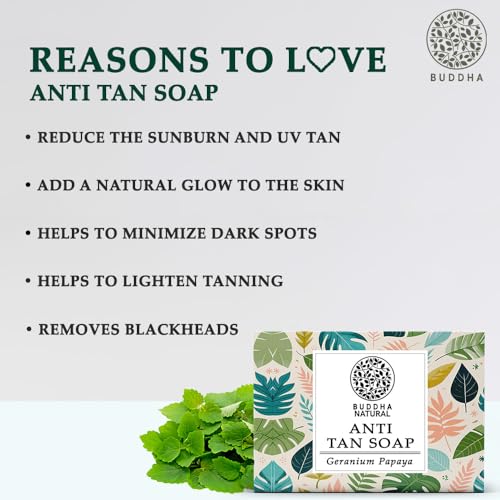Buddha Natural Tan Removal Natural Soap - 100% Ayush Certified - Cold Pressed Handmade Luxury Butter Soap - Reduce Sun Tanning, DeTan Face &amp; Body - 100 Gms (FROM INDIA)SAB - View 5 of 6
