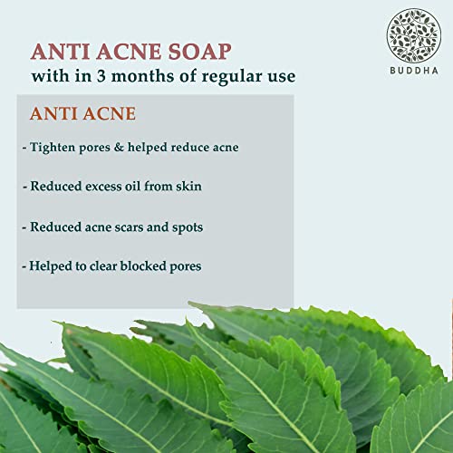 Buddha Natural Acne Natural Soap (100 Gms) - 100% Ayush Certified - Cold Pressed Handmade Luxury Butter Soap - Reduce Acne, Pimples (FROM INDIA)SAB - View 7 of 7