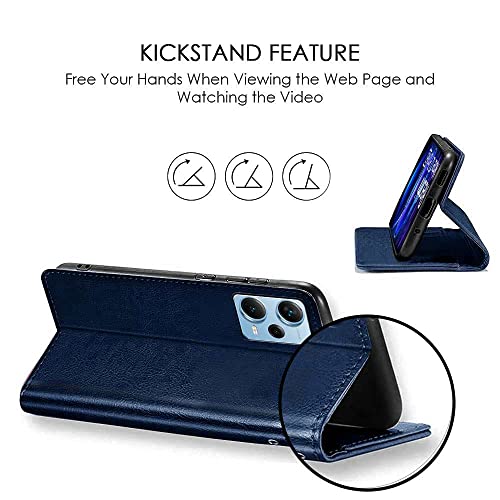 WOW IMAGINE Shock Proof Flip Cover Back Case Cover for Xiaomi Redmi Note 12 Pro 5G (Flexible | Leather Finish | Card Pockets Wallet & Stand | Blue) (FROM INDIA FAAZ) - View 6 of 7