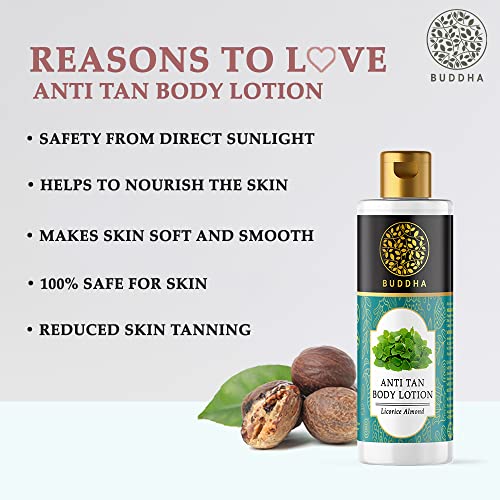 Buddha Natural De-Tan Sunscreen Body Lotion with SPF 25+ | Enriched with Red Sandal &amp; Bergamot | 200 ml (FROM INDIA)SAB - View 2 of 6