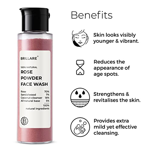 Brillare Rose Face Wash, Anti Ageing Skin, Sandalwood &amp; Coconut Face Wash for Hydration Reduces Ageing Signs &amp; Wrinkles, 100% Natural Powder Face Wash, 30g(FROM INDIA)JEZ - View 3 of 6