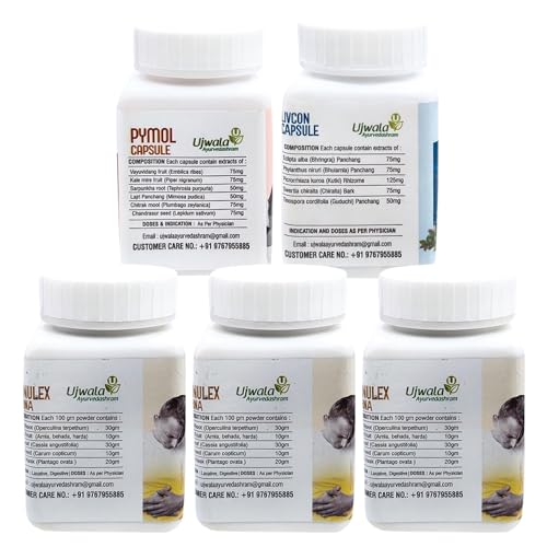 Ujwala Ayurvedashram Pymol + Livcon Capsule and Manulex Churna(pack of 3) Complete KIT for Piles and support | Fissure, Fistula, Inflammation &amp; Rectum(FROM INDIA)NUZ - View 3 of 5