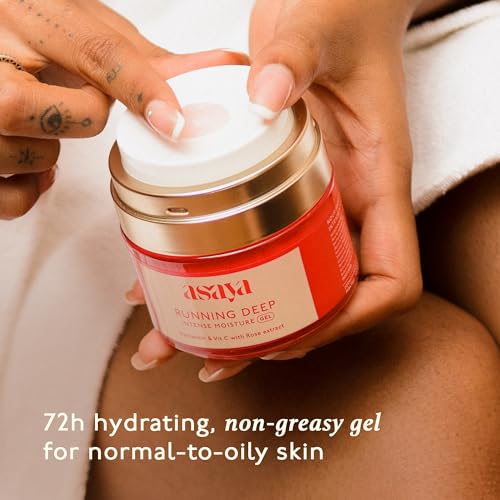 Asaya Running Deep Intense Face Moisturizer Gel |72-Hour Hydration &amp; Glow with Vitamin C, Pentavitin &amp; Natural Rose Extracts | For All Skin Types| specially for Melanin-Rich Skin (50g) (FROM INDIA)SAB - View 3 of 6