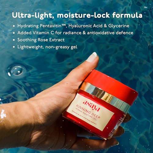 Asaya Running Deep Intense Face Moisturizer Gel |72-Hour Hydration &amp; Glow with Vitamin C, Pentavitin &amp; Natural Rose Extracts | For All Skin Types| specially for Melanin-Rich Skin (50g) (FROM INDIA)SAB - View 6 of 6