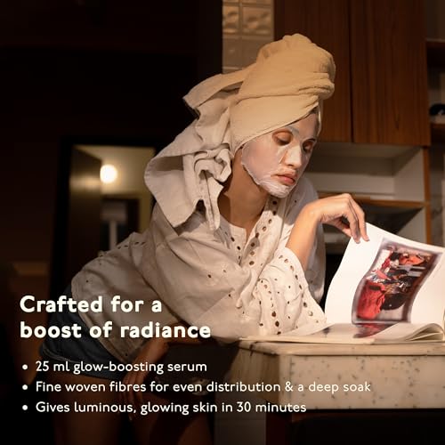 Asaya Radiance Face Sheet Mask for Brightening | Bio cellulose Sheet Mask for Dull, Uneven Skin | Niacinamide, Vitamin C &amp; Chamomile Flower Extract | Adds Glow | Made in Korea | All Skin Types (FROM INDIA)SAB - View 3 of 6