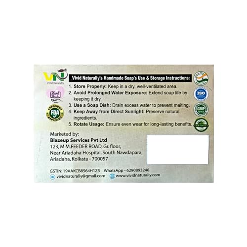 Vivid Naturally Handmade Green Tea Soap Bar - Antioxidant-Rich Cleansing with Green Tea Leaves and Pure Tea Tree Oil - 105gm | Luxury Premium &amp; Natural Herbal Bathing Soap Bar | SLS &amp; Paraben Free(FROM INDIA)JEZ - View 4 of 6